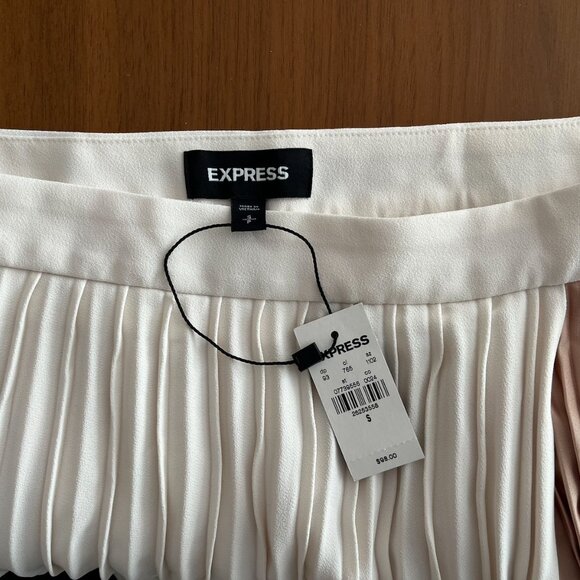 NWT EXPRESS High Waisted Pleated Color Block Midi Skirt S - Picture 6 of 6